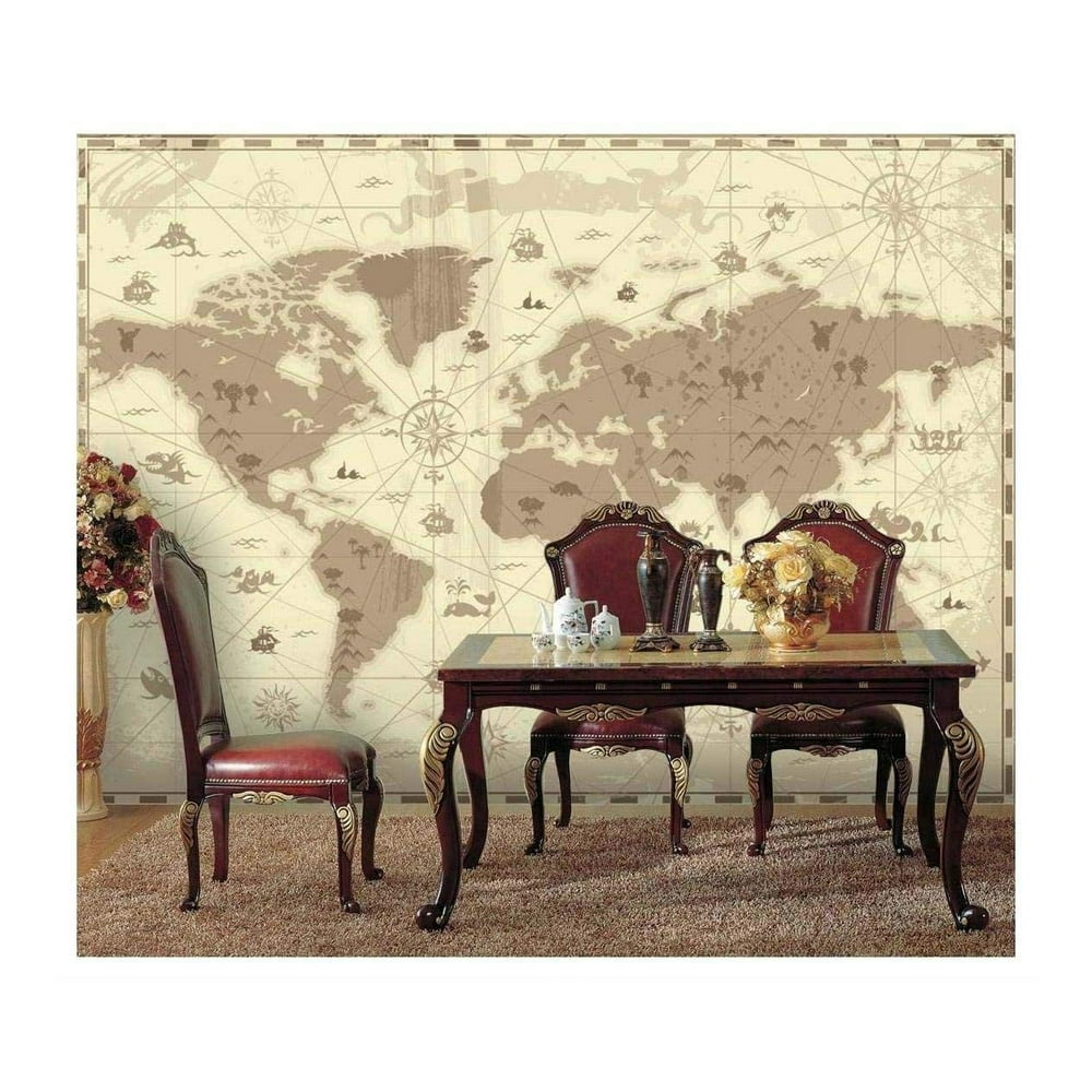 Wall26 Brown Vintage World Map Peel & Stick Wallpaper, 66x96 inches