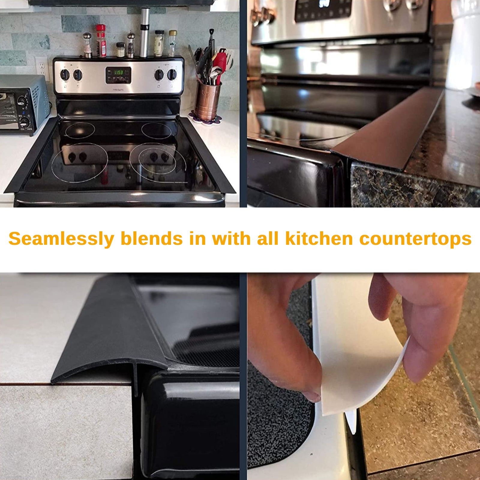 6 PCS 21 inches Silicone Stove Counter Gap Cover Seals Out Spills Between Counters, Appliances, Dryers, Stoves, Washing Machines