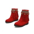 thumbnail image 5 of Fesfesfes Platform Boots for Young Ladies Fashion Large Size Women Low Heeled Shoes Retro Tassel Short 4.5(35), 5 of 9
