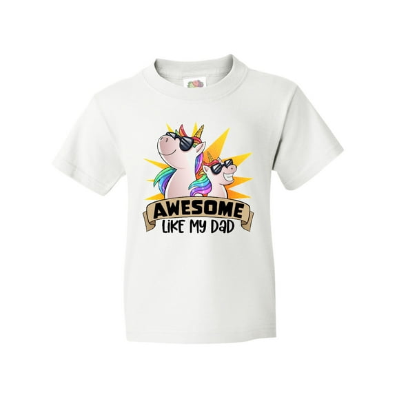 Inktastic Awesome Like My Dad Cute Unicorn Family in Sunglasses Youth T-Shirt