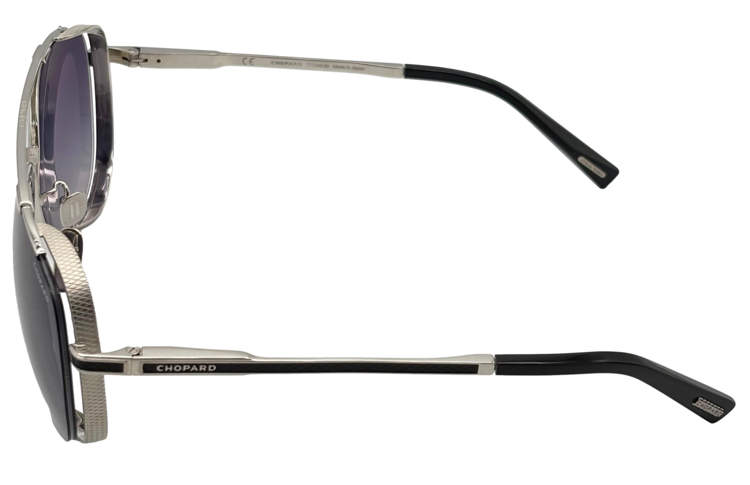 Chopard Mens Sunglasses Silver Metal Aviator Sunglass SCHC33M. 0K07