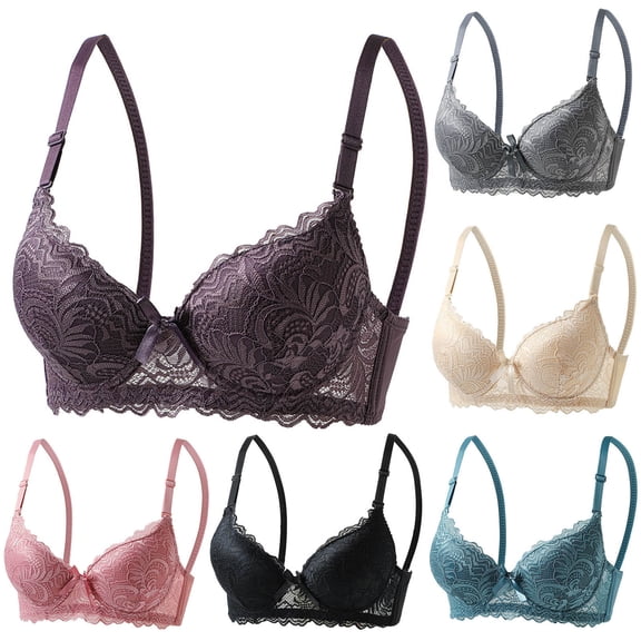 Teyfeniy Lace Halter Bras for Women Wire Balconette Seamless Comfy Adjustable Strap Bralettes with Pad Lift and Support Solid Color Lightweight Breathable V Neck Bras