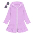 thumbnail image 2 of EnJoCho Girls Hooded Terr𝗒 Cover Up Swimsuit With Sunglasses Zipper Swim Dress Short Sleeve Ruffl𝖾 Coverups Bathing Suit Swimwear, 2 of 8