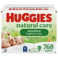 thumbnail image 3 of Huggies Natural Care Sensitive Baby Wipes, Unscented, 12 Flip-Top Packs, 768 Total Count (Select for More), 3 of 14