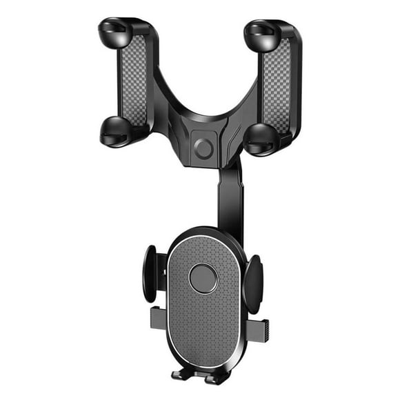 AMERTEER Car Rearview Mirror Cell Phone Holder 360° Rotatable Cellphone Mount Universal Retractable Rearview GPS Support Bracket Adjustable Phone Holder Fit for 4-7” Mobile Phones Cars