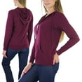 thumbnail image 3 of ToBeInStyle Women's Thin Fabric Long Sleeve Kangaroo Pocket Zip Up Hoodie - Burgundy - Medium, 3 of 7
