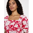 thumbnail image 2 of Time and Tru Women's and Women's Plus Tie Back Mini Dress with Puff Sleeves, Sizes XS-4X, 2 of 6