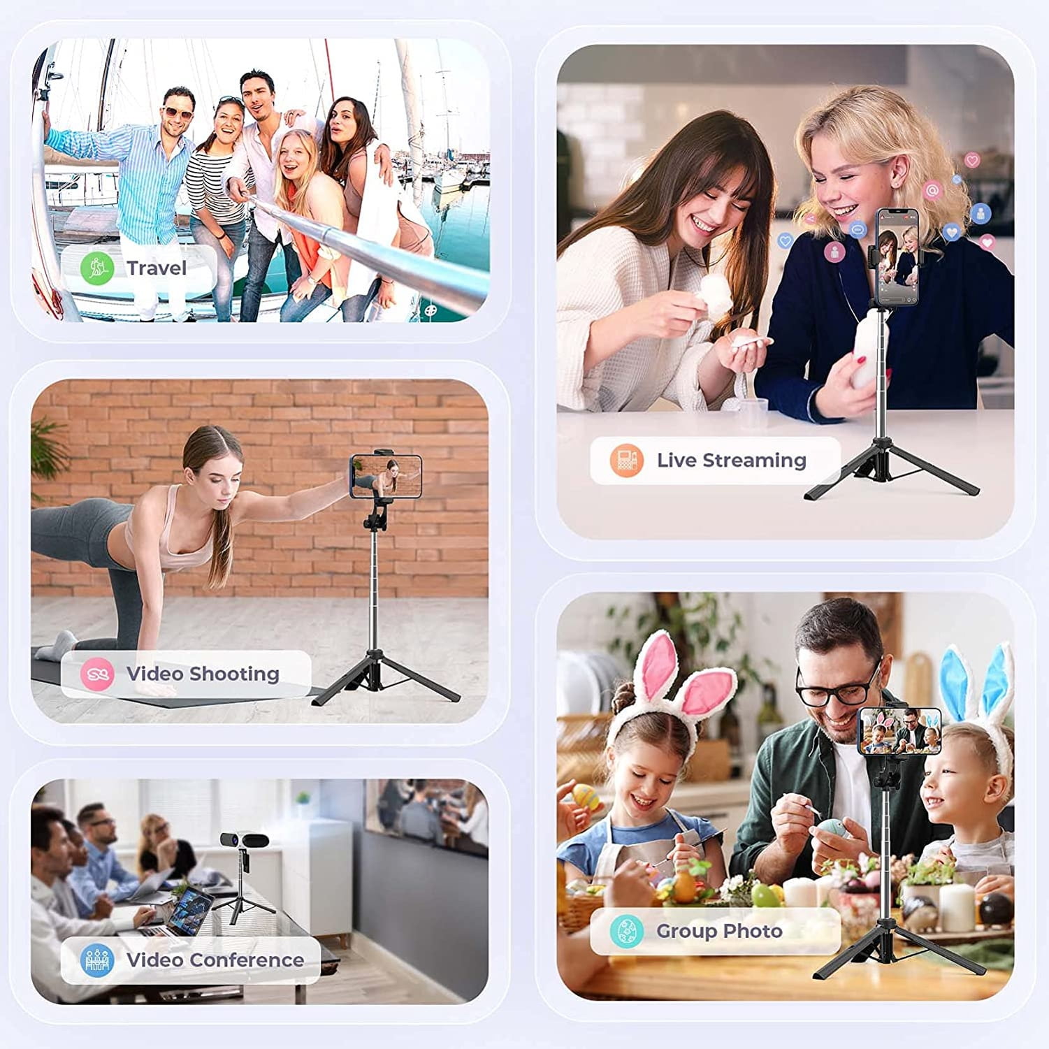 Wireless Selfie Stick for Cricket Debut Smart/S3/S2 - Built-in Tripod Remote Shutter Stand Self-Portrait Extendable