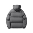 thumbnail image 3 of TFEOQRY Men's Short Padded Coats Casual Hooded Solid Color Winter Warm Cotton Jacket Long Sleeve Parkas Dark Gray, 3 of 7