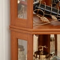 thumbnail image 5 of 70"H Corner Curio Cabinet, Lighted Glass Display Cabinet with Tempered Glass Doors and Adjustable Shelves, Wine Bar China Cabinet for Living Room, Dark Oak, 5 of 10