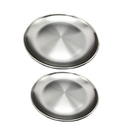 

Stainless Steel Plate 2pcs Stainless Steel Plate Thickened Round Barbecue Plate Cake Plate Bone Dish Food Plate for Home Kitchen