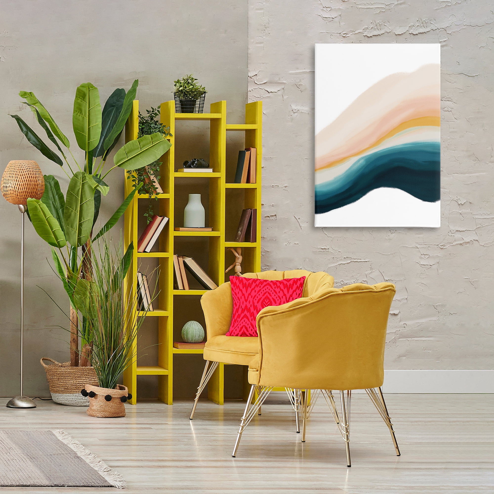 Stupell Industries Peach Swirl Abstraction Abstract Painting Gallery Wrapped Canvas Art Print Wall Art, 24 x 36