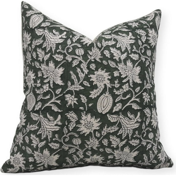 Fabdivine Premium Pure Linen Hand Block Print Cushion Covers, 12X20, Throw Pillowcase Cushion Cover with Zipper for Sofa, Couch, Home Décor, Outdoor, Farmhouse, Living Room, Manikarnika