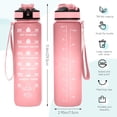 thumbnail image 2 of Botella de agua de 1000 ml (33 onzas) con recordatorio de horario diario, botella motivacional para medir la hidratación, capacidad diaria, marcr medidor, seguimiento de plástico con popote, 2 of 3