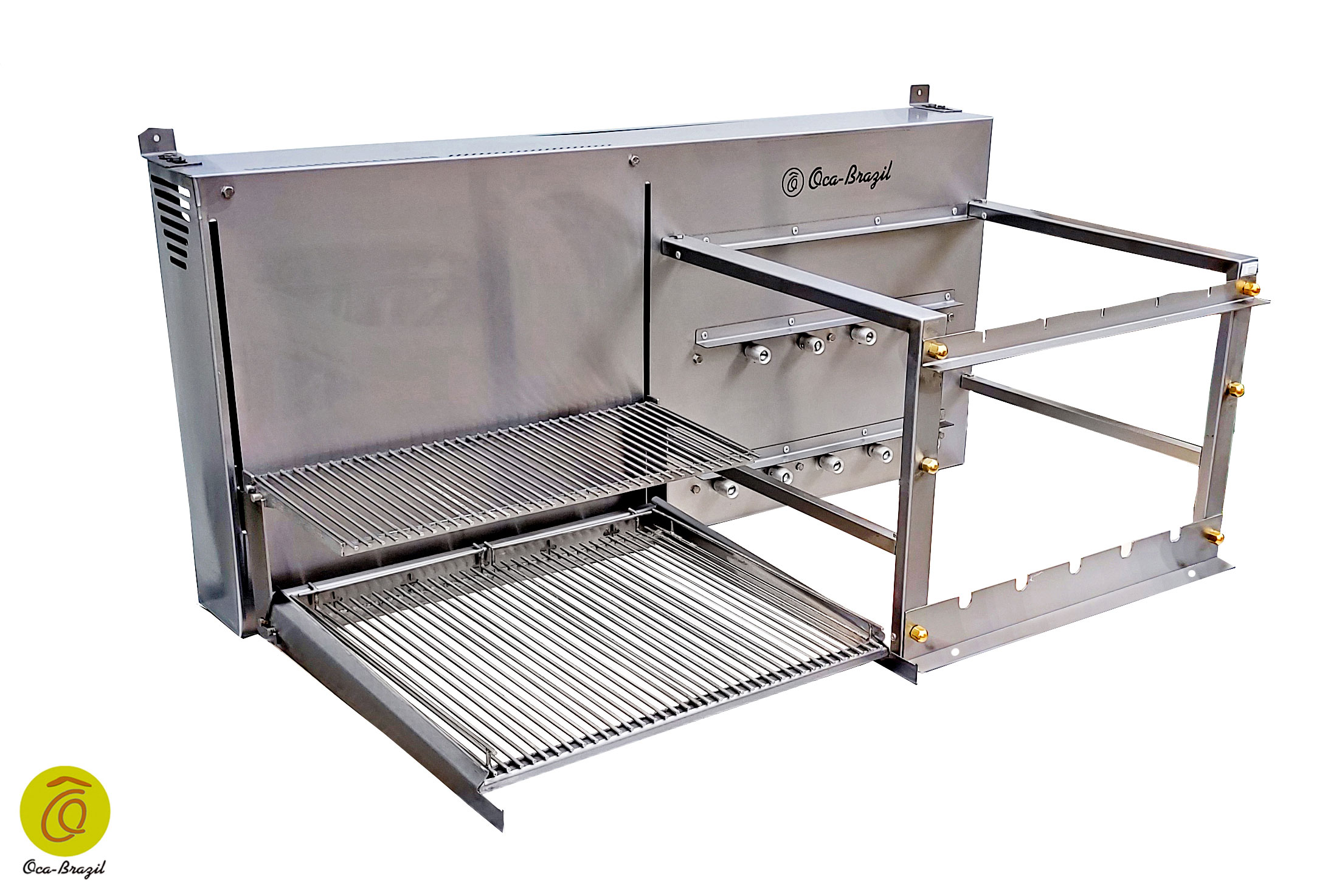Brazilian BBQ Charcoal Grill with 9 Skewers and Double Griddles - Oca-Brazil