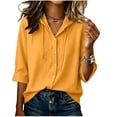 thumbnail image 3 of Axiiglly 3/4 Sleeve Tops for Women Cotton Linen Button Down Sun Protection Shirts Lightweight Breathable Summer Casual Hiking Shirt, S-2XL, 3 of 6
