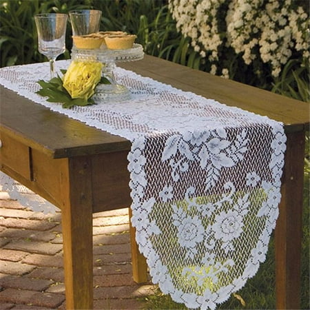 

13 x 45 in. Victorian Rose Runner White