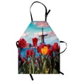 thumbnail image 1 of Amsterdam Apron, Idyllic Spring Morning Photo with Dutch Tulips Canal and Windmill in Netherlands, Unisex Kitchen Bib with Adjustable Neck for Cooking Gardening, Adult Size, Multicolor, by Ambesonne, 1 of 4