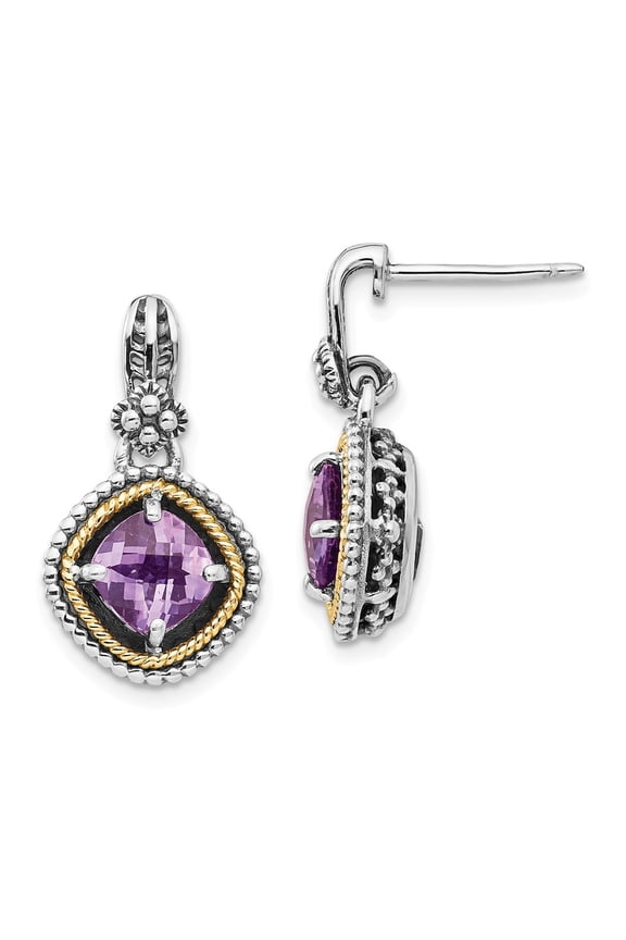 925 Sterling Silver With Real 14kt Amethyst Earrings; for Adults and Teens; for Women and Men