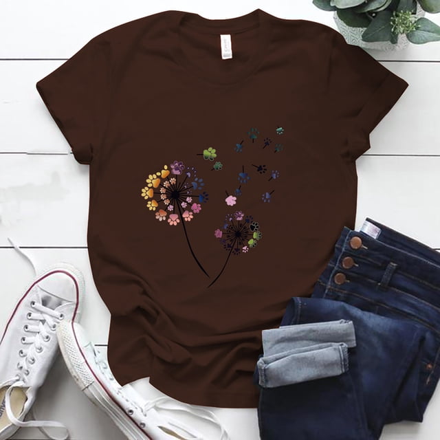 Pntutb Camiseta de moda para mujer Blusa con estampado de letras de manga corta y cuello redondo para mujer Pntutb Pntutb-3775