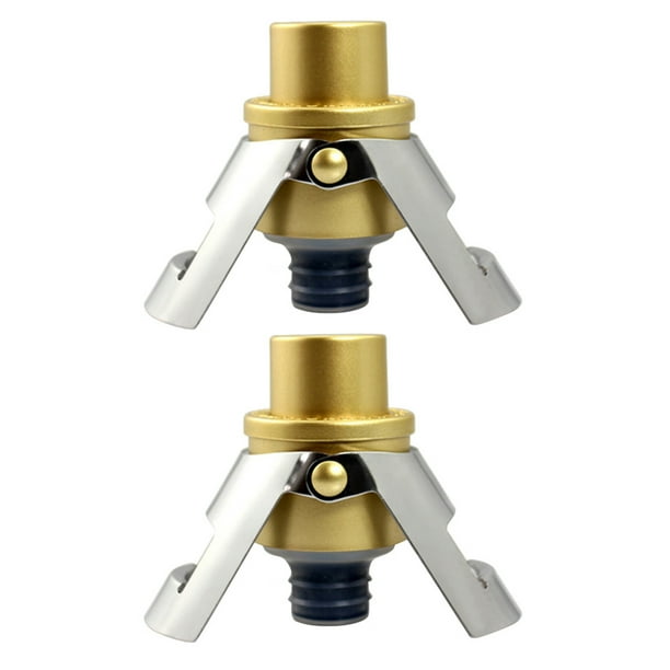 EeaseMX 2 tapones de acero inoxidable para vino, selladores al vacío para botellas de vino espumoso, tapón de champán con escala de tiempo (dorado)