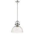 thumbnail image 3 of Yep by Golden Lighting Hines 1-light 14in Pendant in Chrome and Seeded Glass, 3 of 4