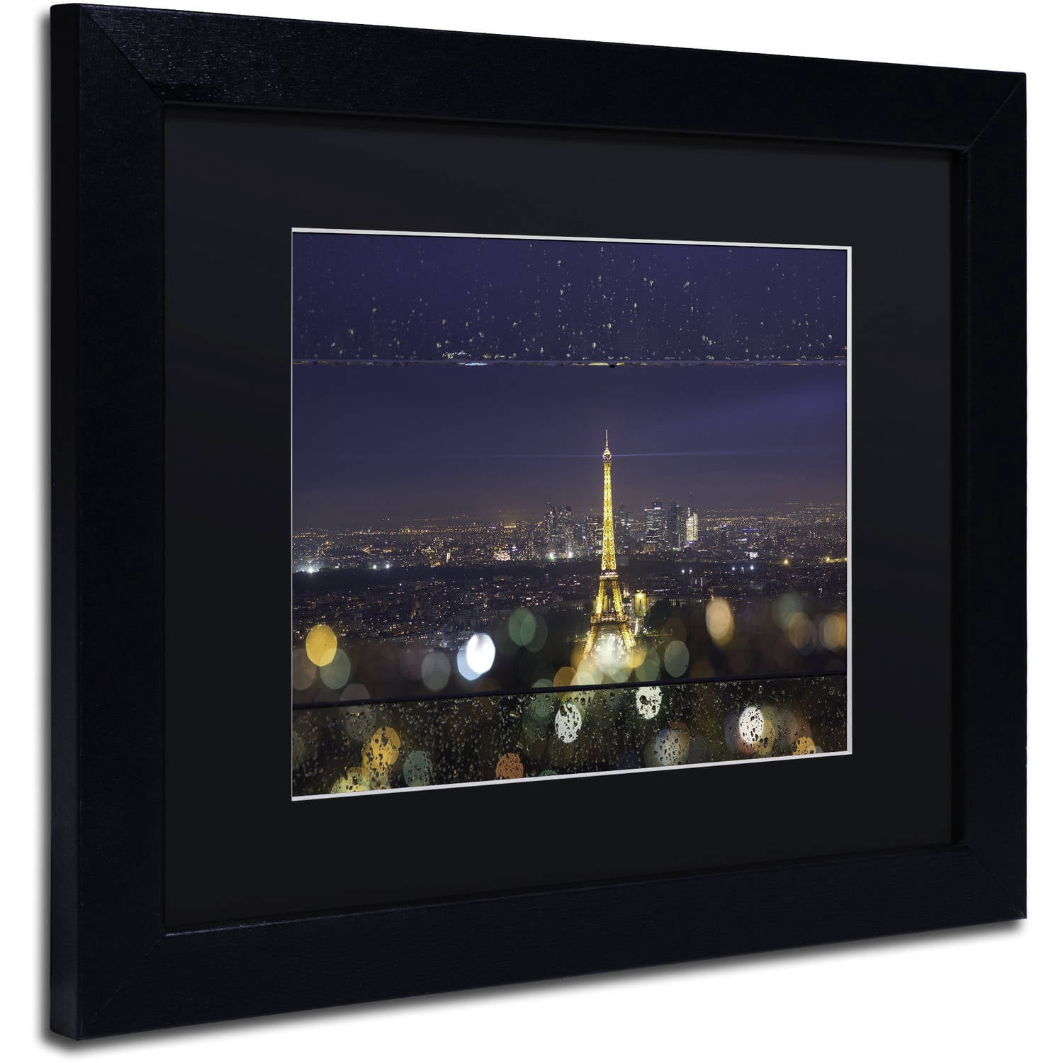 Trademark Fine Art "Fireworks of Rain in Paris" Canvas Art by Mathieu Rivrin, Black Matte, Black Frame