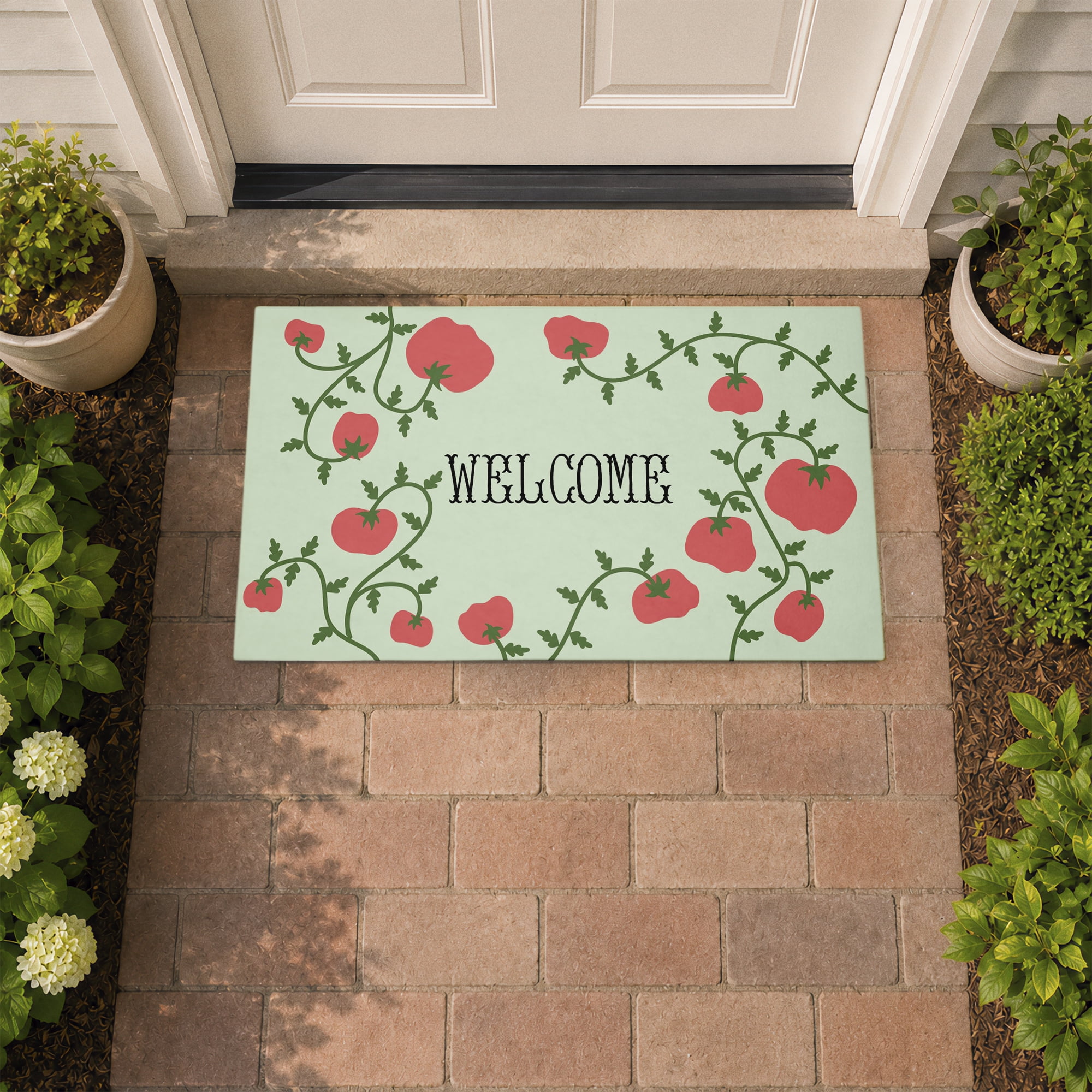 Stupell Industries Welcome with Tomato Vines Printed Outdoor Door Floor Mat, design by Lil' Rue