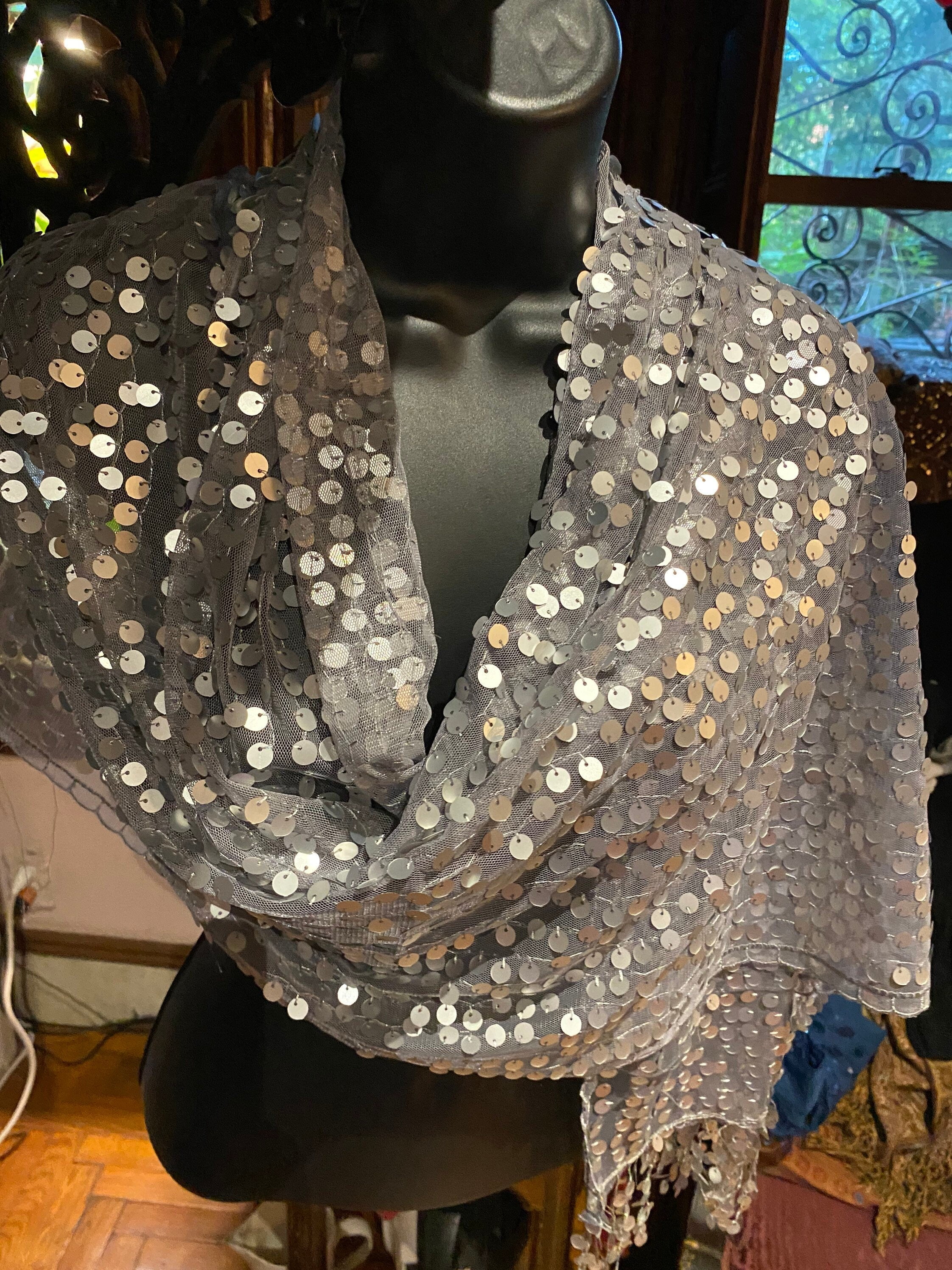 Silver sparkly cheap shawl
