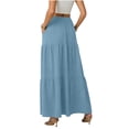 thumbnail image 2 of OGLCCG Women's Flowy Maxi Skirt Summer High Waisted Casual A-line Layered Tiered Long Skirts with Pockets Elegant Boho Beach Skirts,L, 2 of 6