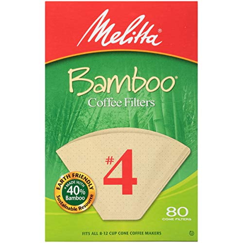 Melitta Filtres à Café en Cône Super Premium No. 4, Bambou, 80 Unités