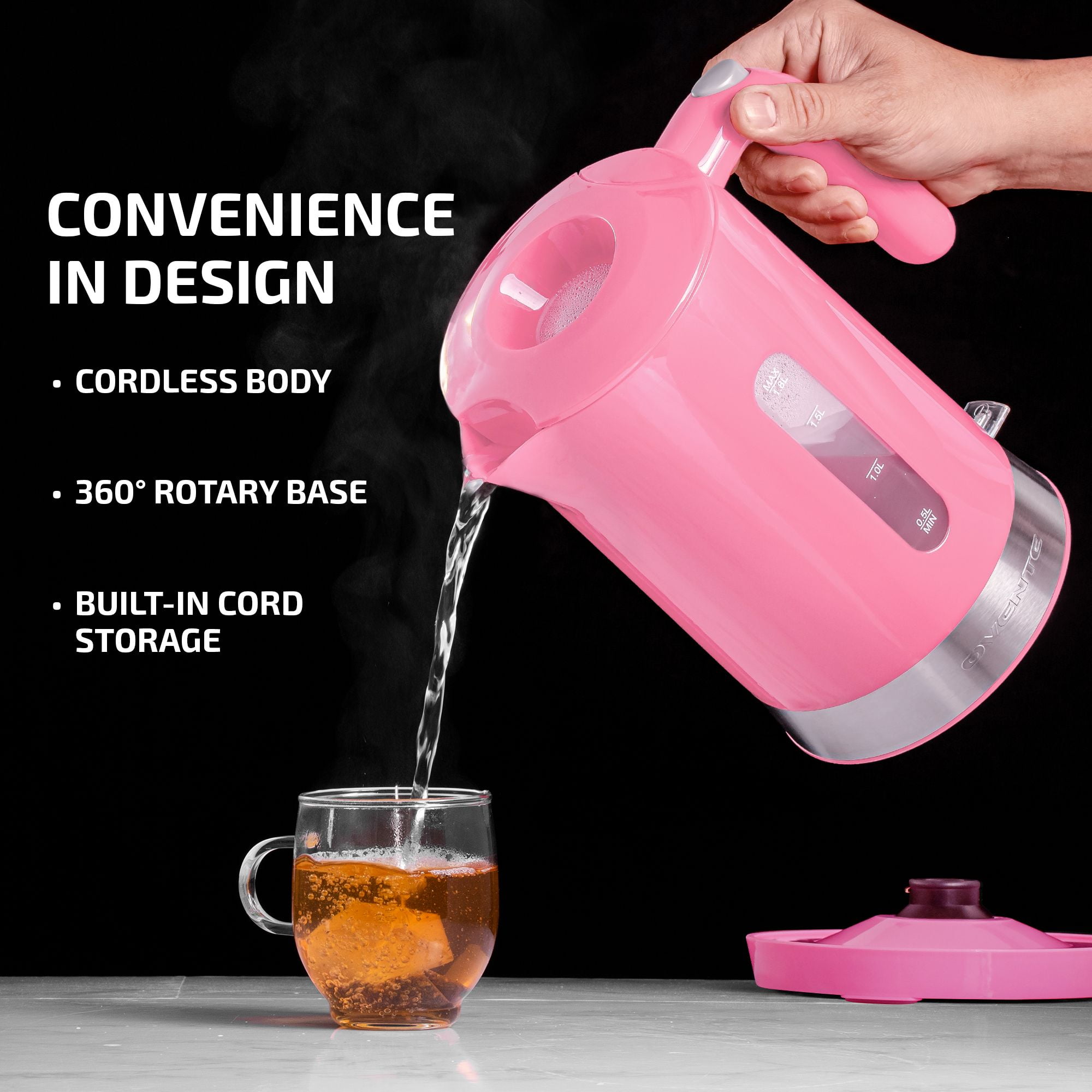 OVENTE Portable Tea Kettle and Instant Water Heater 1-Cup 1.8