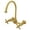 Polished Brass, variant on Kingston Brass KS1291AX Restoration Wall Mount Bridge Kitchen Faucet, Polished Chrome