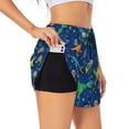 thumbnail image 2 of Bixox Women's Dinosaur In Space pattern 2 in 1 Running Shorts - Lightweight Athletic Workout Gym Yoga Shorts Liner with Pockets - Large, 2 of 7