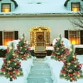 thumbnail image 4 of Lot de 2 Arbres de Noël Pré-Éclairés de 30 Pouces avec 20 Lumières LED Baies Rouges, Pommes de Pin & Boules Ornements à Piles pour Allée Jardin, 4 of 9