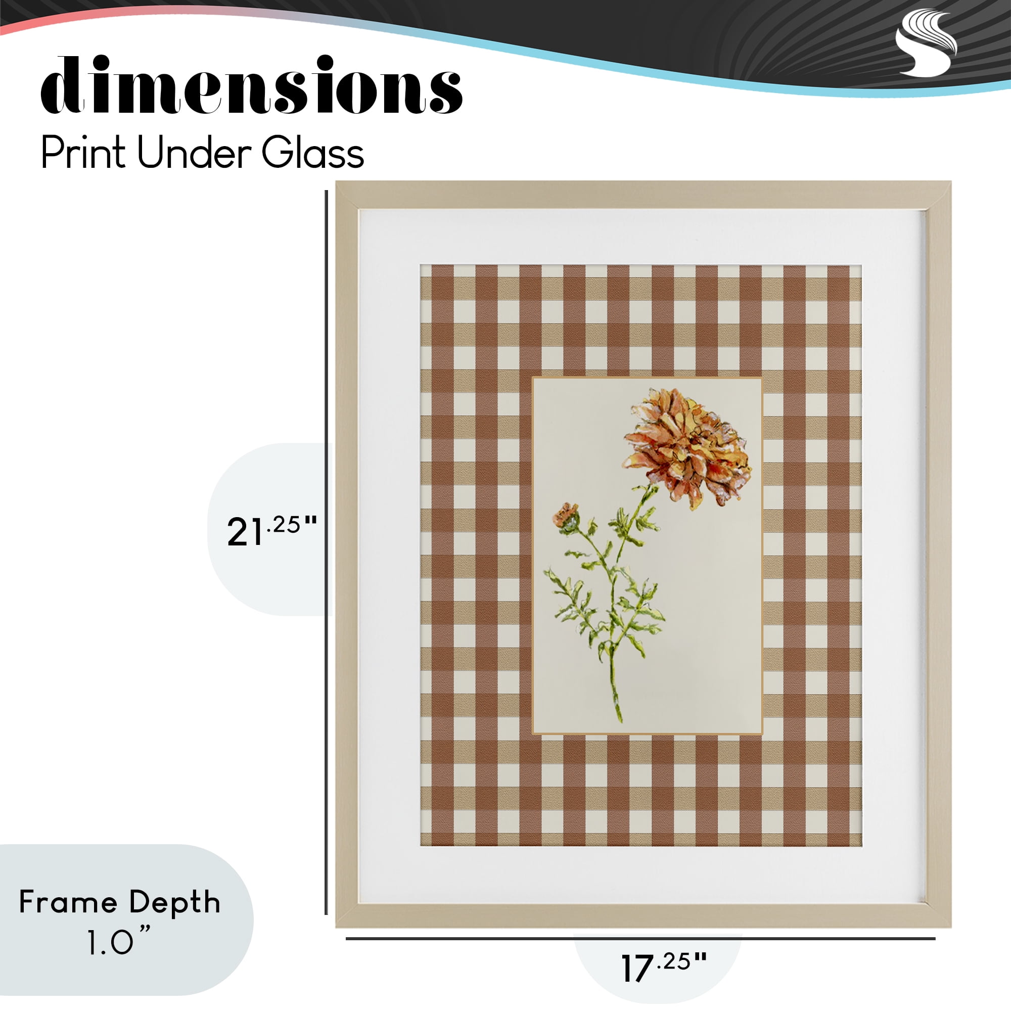 Stupell Industries Plaid Marigold Flower Birch Framed Print Under Glass, design by Lisa Wehmeyer