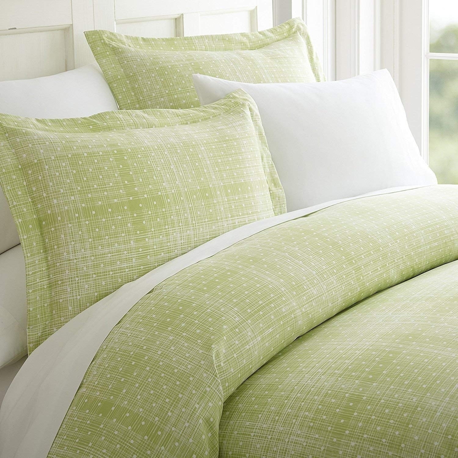 Elegant Comfort Luxury Silky Soft Polka Dot Duvet Cover Set moss green