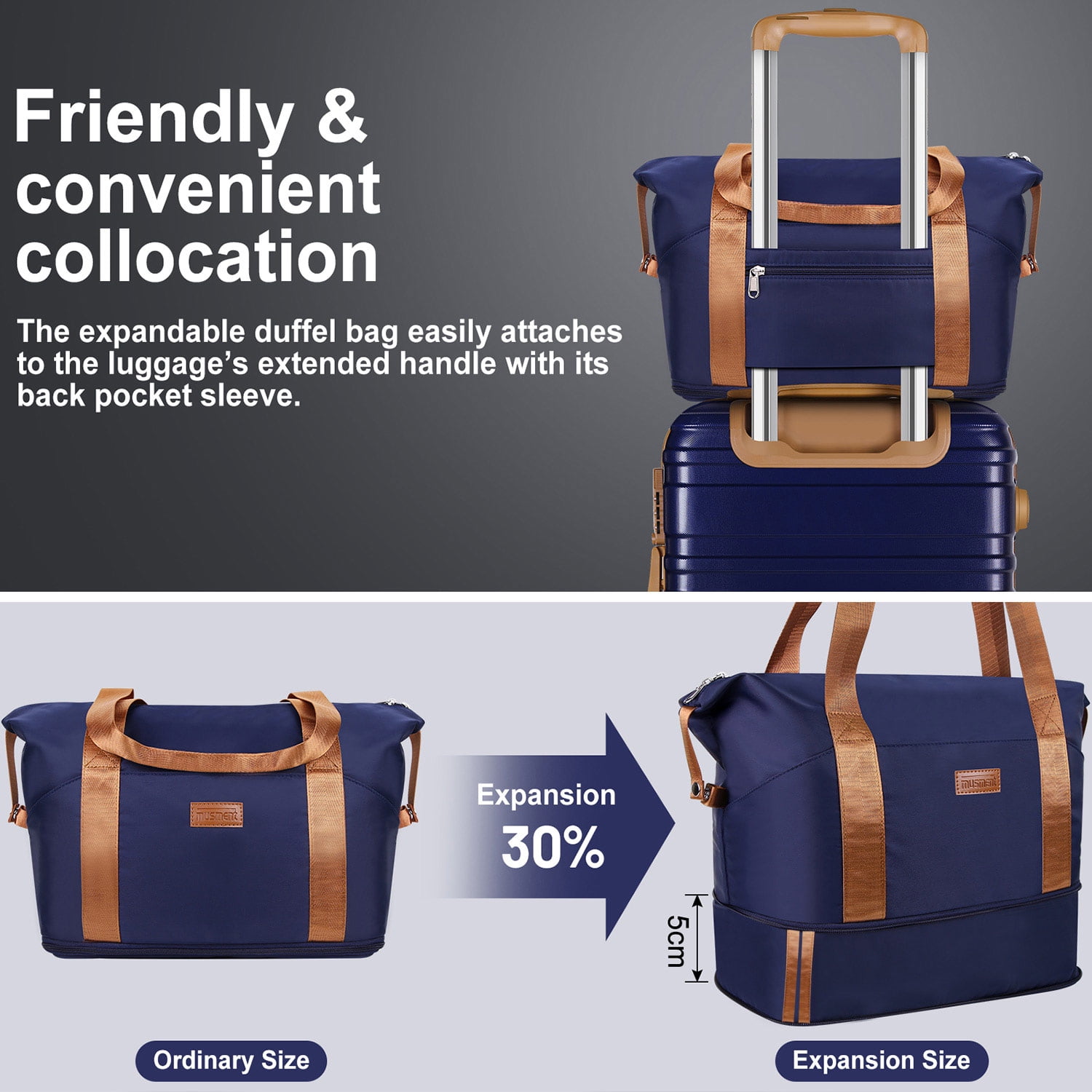 GAZILY Expandable Suitcase Set Luggage Sets, 20 inch Carry On Luggage with TSA Lock and Double Spinner Wheels,(Deep Blue,3 PCS set )