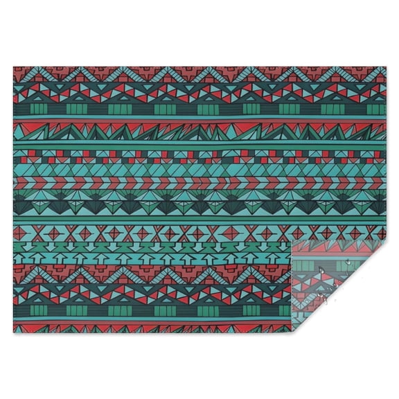 Turquoise Boho Tribal Triangles and Arrows Rectangle Tablecloth 60"x84",Waterproof Polyester Rectangle Table Cloth, Wipeable Spillproof Polyester Tablecloth for Dining, Camping, Indoor and Outdoor