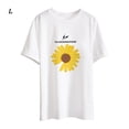 thumbnail image 1 of Camiseta de mujer con estampado floral, manga corta, cuello redondo, top suelto, blanco, L Scienceny AP001205-02B, 1 of 7