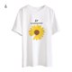 thumbnail image 1 of Camiseta de mujer Jumpingount estampado floral manga corta cuello redondo suelto blanco L, 1 of 7