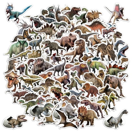 100pcs Jurassic Dinosaur Stickers for Kids Waterproof Vinyl Dino Stickers for Boys Girls Teens Waterbottle Scrapbook Laptop Skateboard Computer
