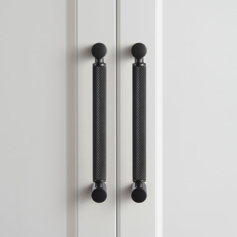 Goo-Ki 6 Pack 5''(128mm) Hole Center Matte Black Cabinet Pulls, Zinc Alloy Knurled Grip Cabinet Handles for Drawer,Dresser,Cupboard Wardrobe Cabinet