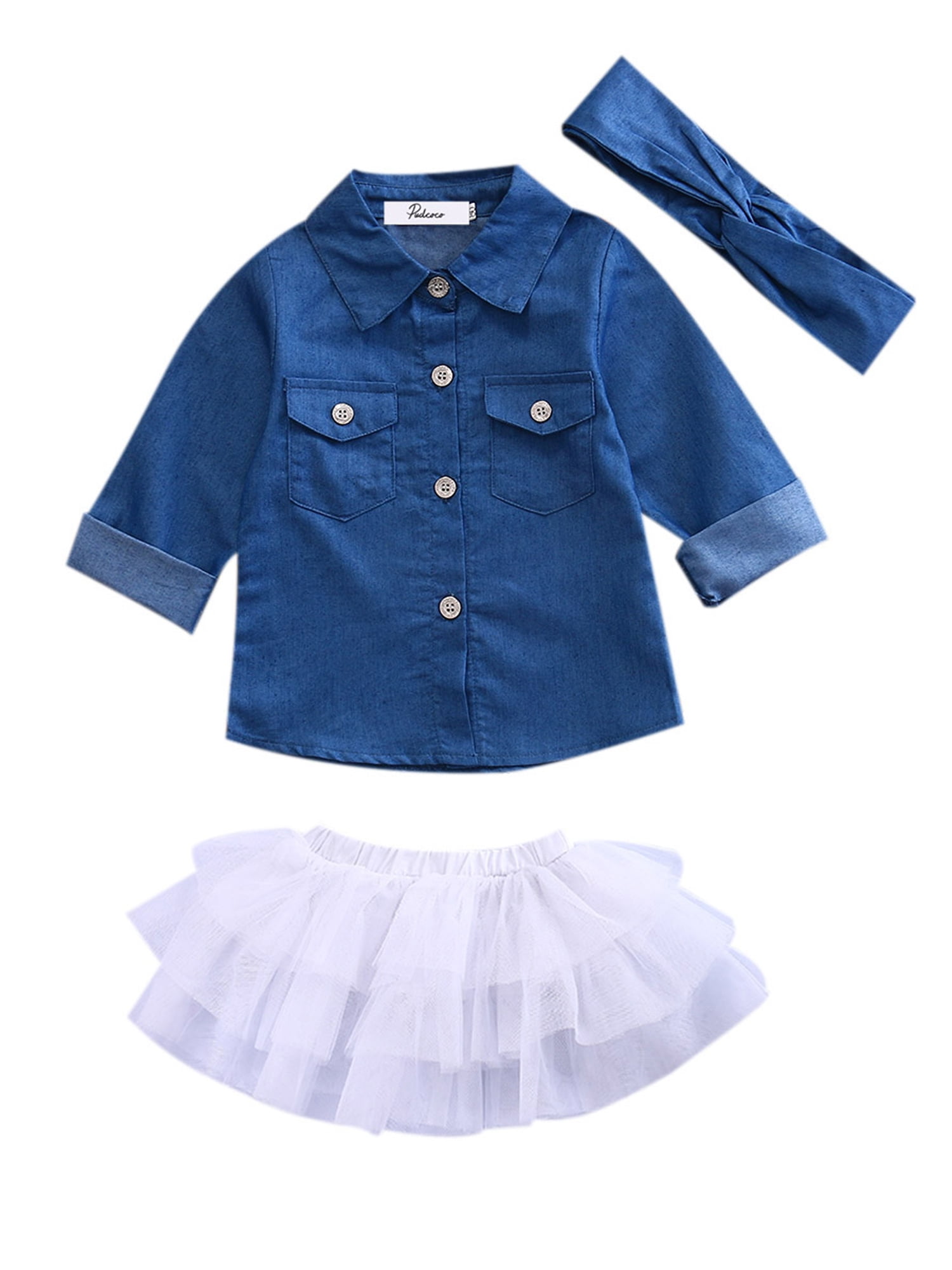 denim shirt and tulle skirt