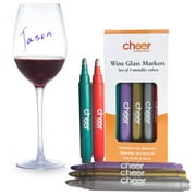 Cheer Collection Pack of 5 Metallic Colors Wine Glass Markers