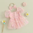thumbnail image 3 of Fortune Barboteuse en Tulle pour Bébé Fille Nouveau-Né 3D Fleur Manches Courtes 0-18 Mois, 3 of 8