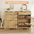 thumbnail image 5 of VEANERWOOD Fluted Shoe Cabinets with 2 Flip Drawers, Freestanding Narrow Shoe Rack Organizer with Drawers, Up To 20 Pairs, 5 of 9