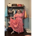 thumbnail image 3 of CASSIE LIZ Womens Dresses Plus Size Summer 4X Square Neck Short Sleeve Floral Red Maxi Dress with Smocked Waist and Pockets Party Wedding Guest Dress 4XL 24W 26W, 3 of 11