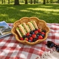 thumbnail image 6 of Linnome Hand Woven Rattan Look Fruit Basket Scalloped Edge Decorative Snack Tray Woven Storage Bowl for Coffee Table Fruit Pastry Dessert Display, 6 of 6