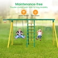 thumbnail image 3 of Metal Swing Set for Backyard, YISUFO Heavy Duty Outdoor Playground Playset with 2 Swings, Trapeze Bar & Basketball Hoop for Kids Children Aged 3+, 3 of 8